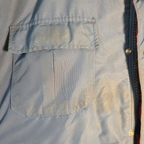 L.L. Bean Baxter State Parka VTG 90s Wool Buffalo Plaid Lined Blue Jacket Large - Picture 10 of 16